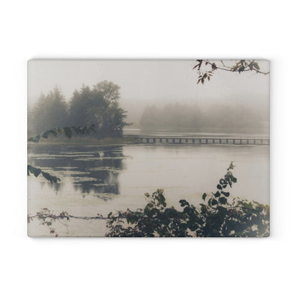 U R There Photography Bridge in Fog Rustic Farmhouse Tempered-Glass Cutting Board