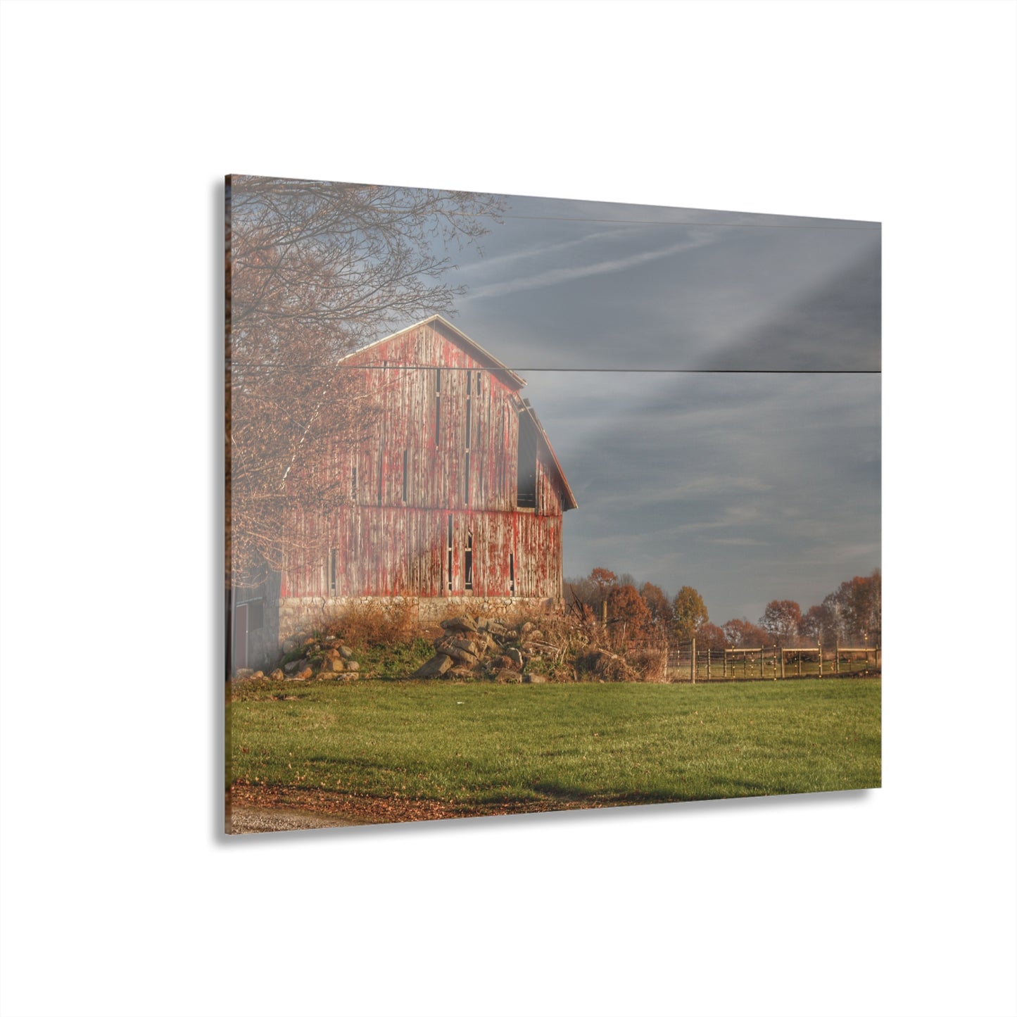 U R There Photography Marathon Road Red Cow Barn Rustic Farmhouse Acrylic Wall Print