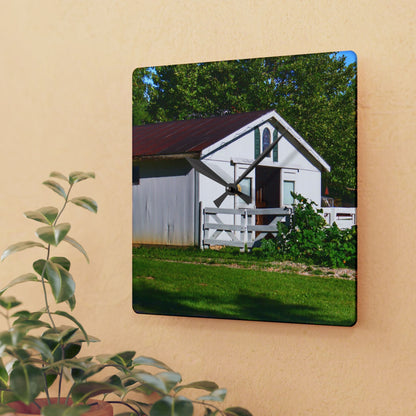 U R There Photography Beyond the Fence on Baldwin Rustic Farmhouse Acrylic Analog Wall Clock