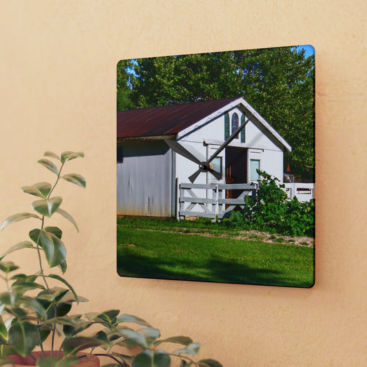 U R There Photography Beyond the Fence on Baldwin Rustic Farmhouse Acrylic Analog Wall Clock