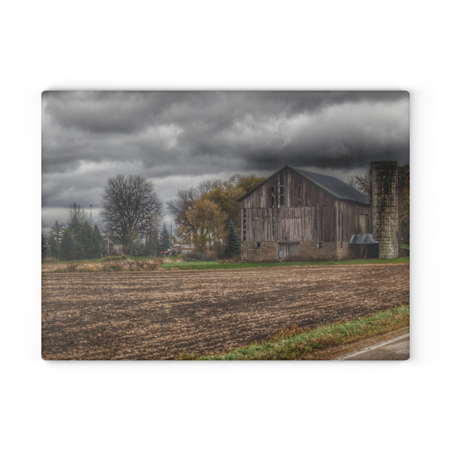U R There Photography Gilford Grey II Rustic Farmhouse Tempered-Glass Cutting Board