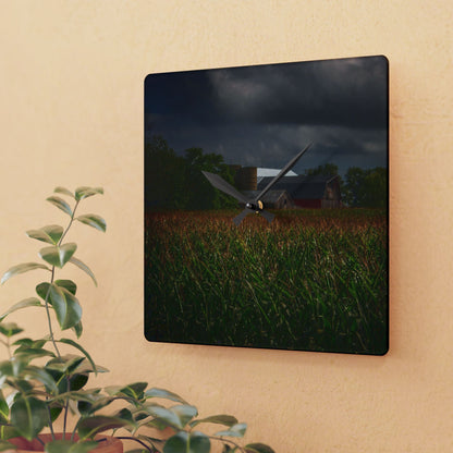 U R There Photography Bishop Road Beyond the Corn Rustic Farmhouse Acrylic Analog Wall Clock