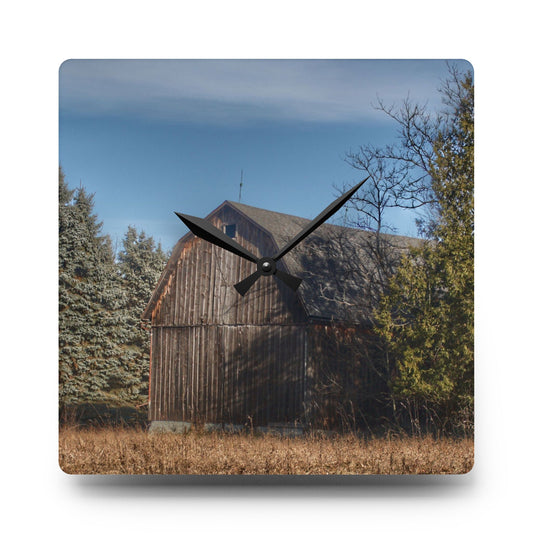 Washburn Old Grey Rustic Farmhouse Acrylic Analog Wall Clock 10.75'' × 10.75'' (Square)
