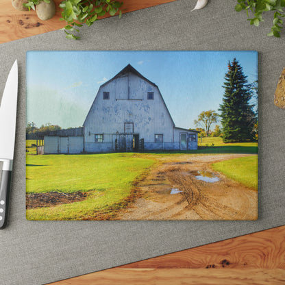 U R There Photography Yale Fremont Road Grey Rustic Farmhouse Tempered-Glass Cutting Board