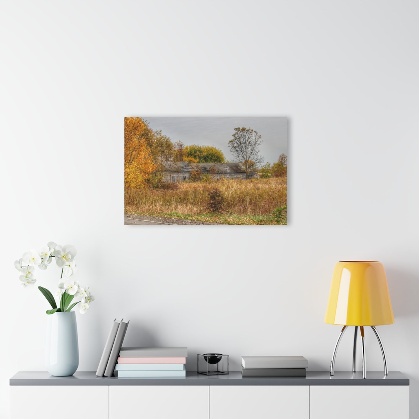 U R There Photography Hill Road Roadside Greys Rustic Farmhouse Acrylic Wall Print