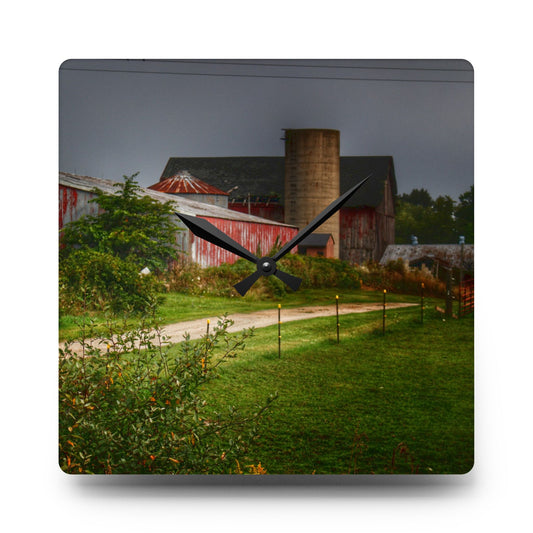 Path of Barns Rustic Farmhouse Acrylic Analog Wall Clock 10.75'' × 10.75'' (Square)