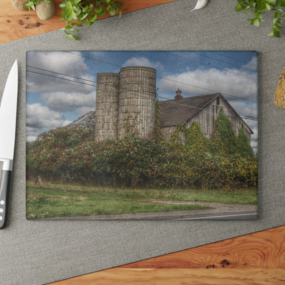 U R There Photography Metamora M-24 Grey II Rustic Farmhouse Tempered-Glass Cutting Board