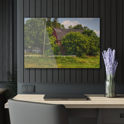 U R There Photography Hidden Red Beyond the Fence Rustic Farmhouse Acrylic Wall Print