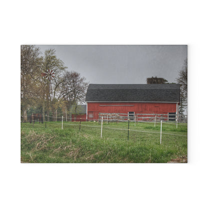 U R There Photography West Lake Road Farm and Filly II Rustic Farmhouse Tempered-Glass Cutting Board