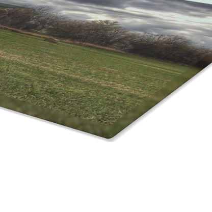 U R There Photography Booth Road Hidden Red II Rustic Farmhouse Tempered-Glass Cutting Board