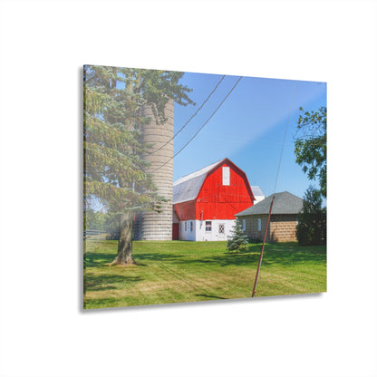 U R There Photography East Lake Road Red and Little Grey Rustic Farmhouse Acrylic Wall Print