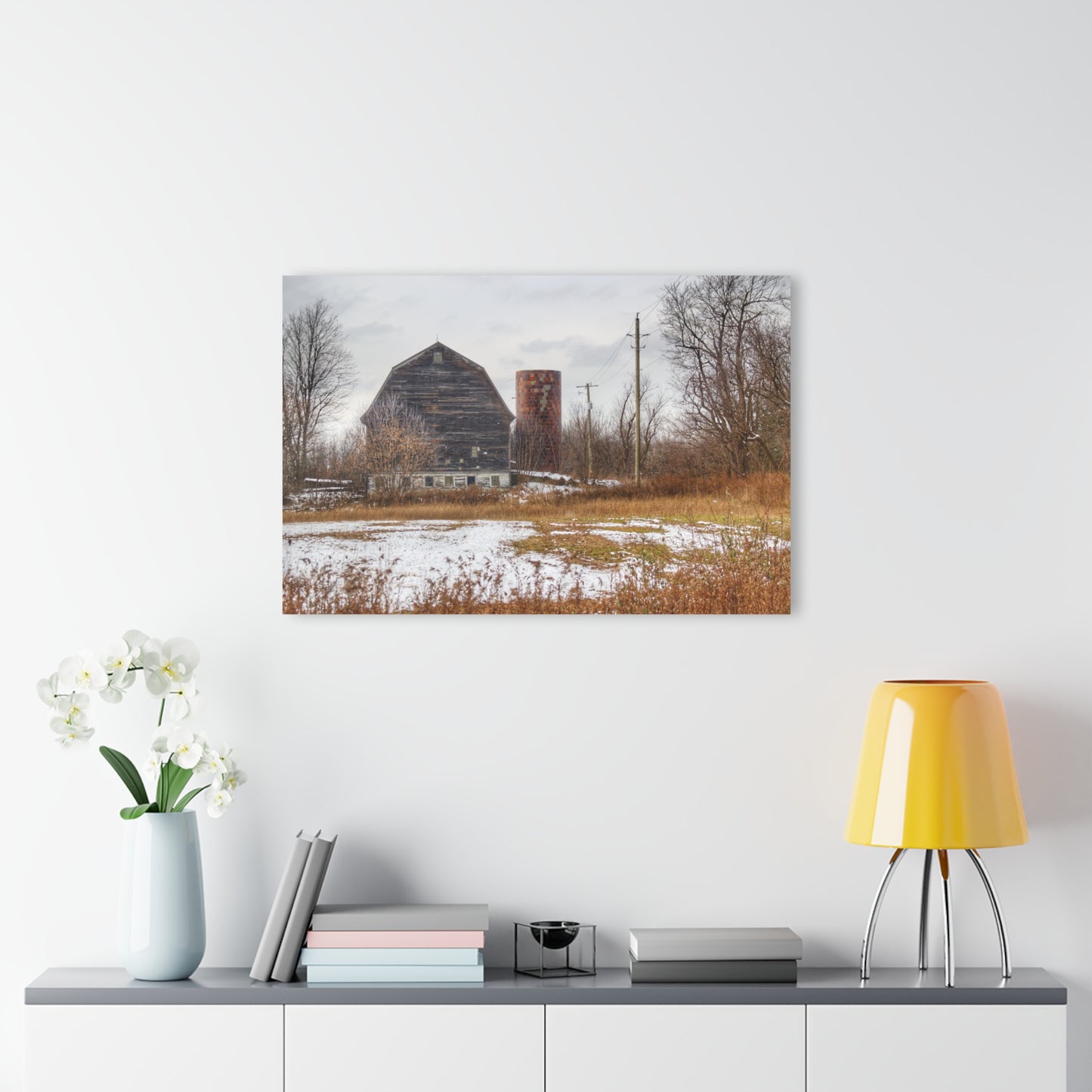 U R There Photography Secord Lake Road Grey Rustic Farmhouse Acrylic Wall Print