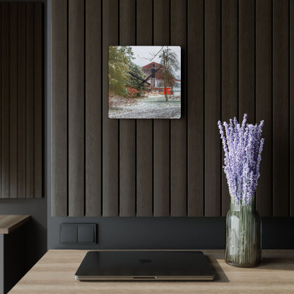 U R There Photography Lum Hidden Red Rustic Farmhouse Acrylic Analog Wall Clock