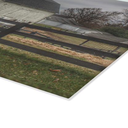 U R There Photography Roadside White Beyond the Fences Rustic Farmhouse Tempered-Glass Cutting Board
