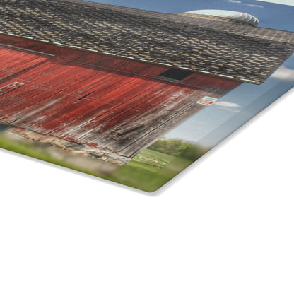 U R There Photography Hollenbeck Road Red III Rustic Farmhouse Tempered-Glass Cutting Board