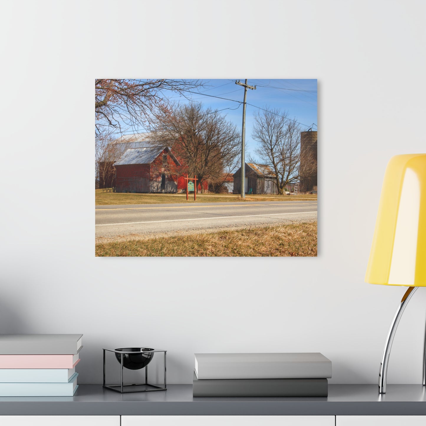 U R There Photography Otter Lake Centennial Reds Rustic Farmhouse Acrylic Wall Print