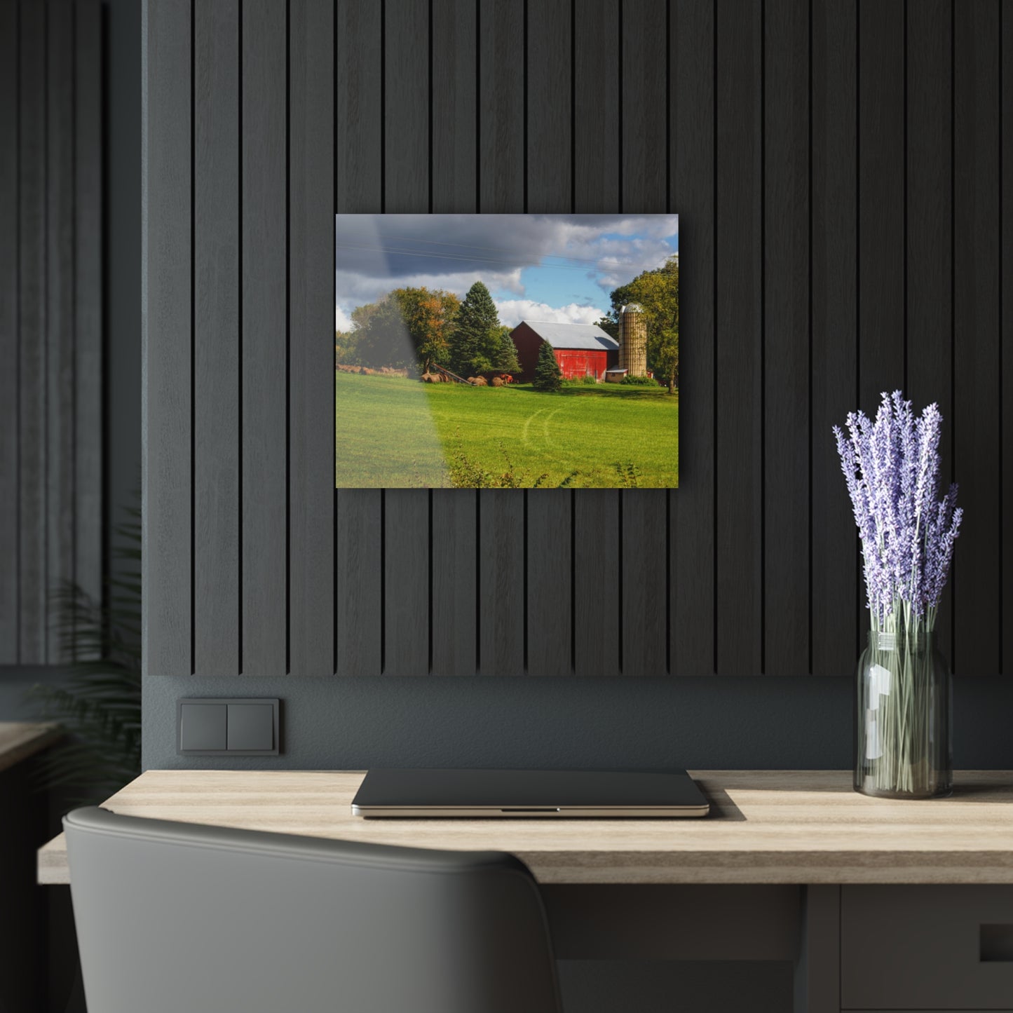 U R There Photography Columbiaville Road Red II Rustic Farmhouse Acrylic Wall Print
