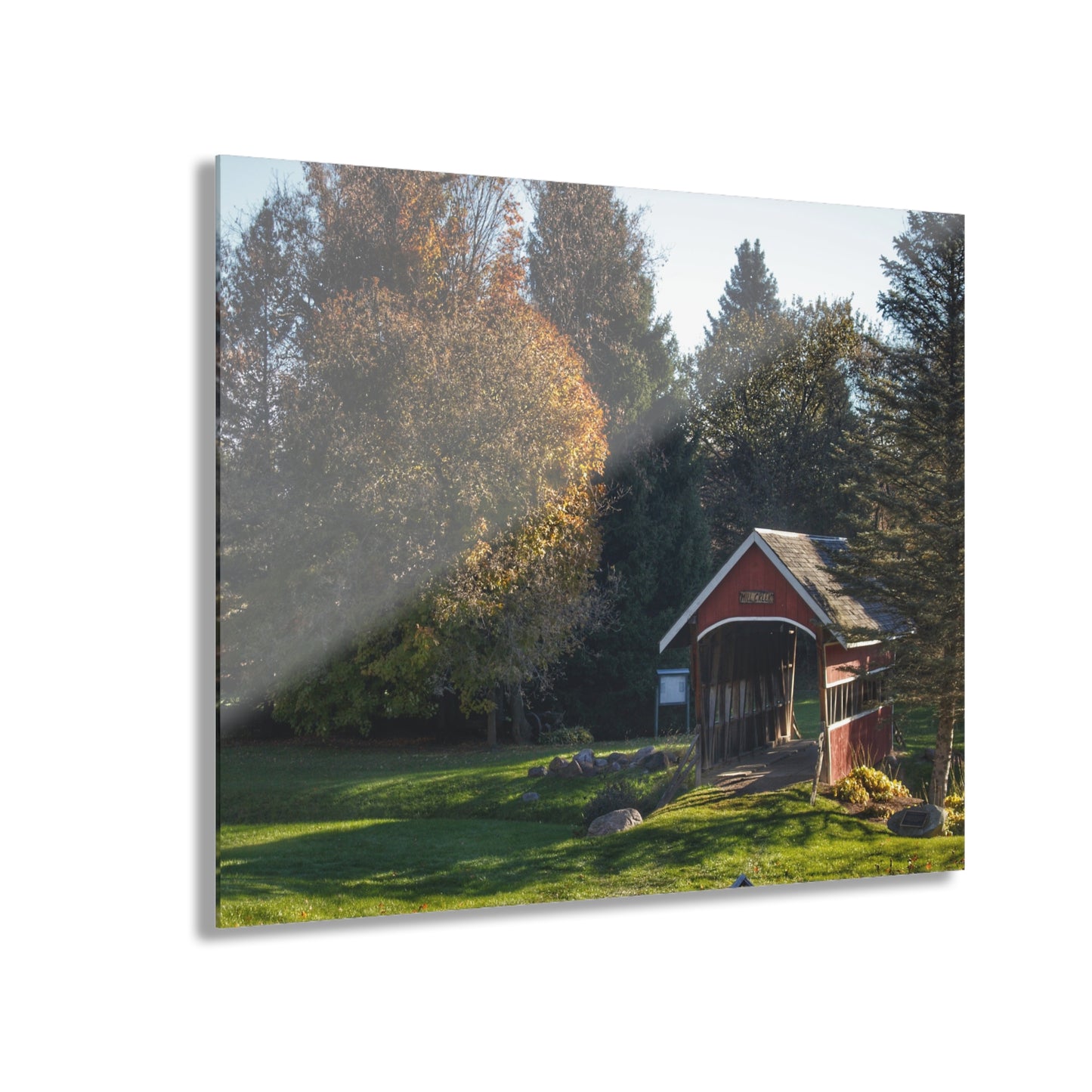 U R There Photography Hadley Covered Bridge II Rustic Farmhouse Acrylic Wall Print