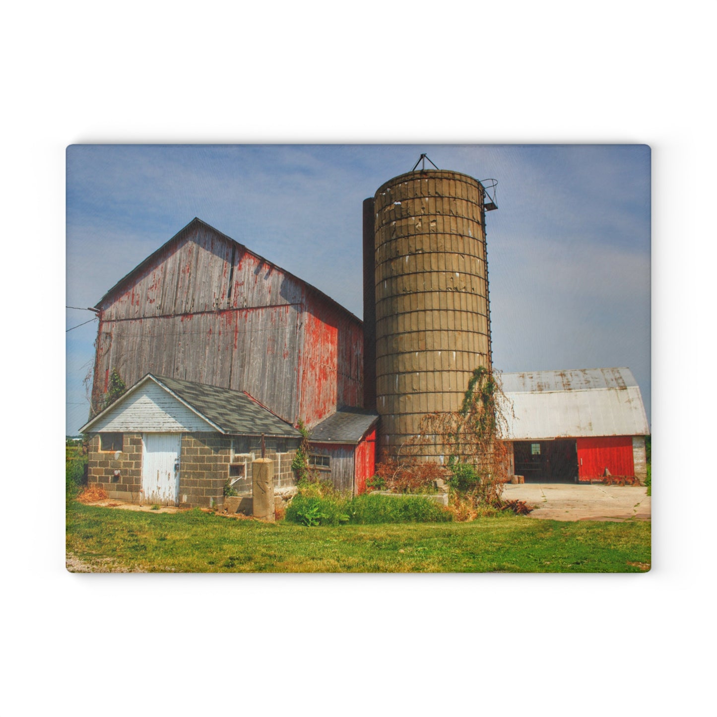 U R There Photography Marlette Red III Rustic Farmhouse Tempered-Glass Cutting Board
