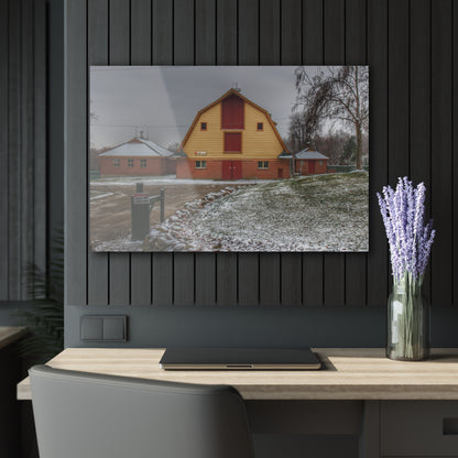 U R There Photography Yellow Barn of Bordman Rustic Farmhouse Acrylic Wall Print