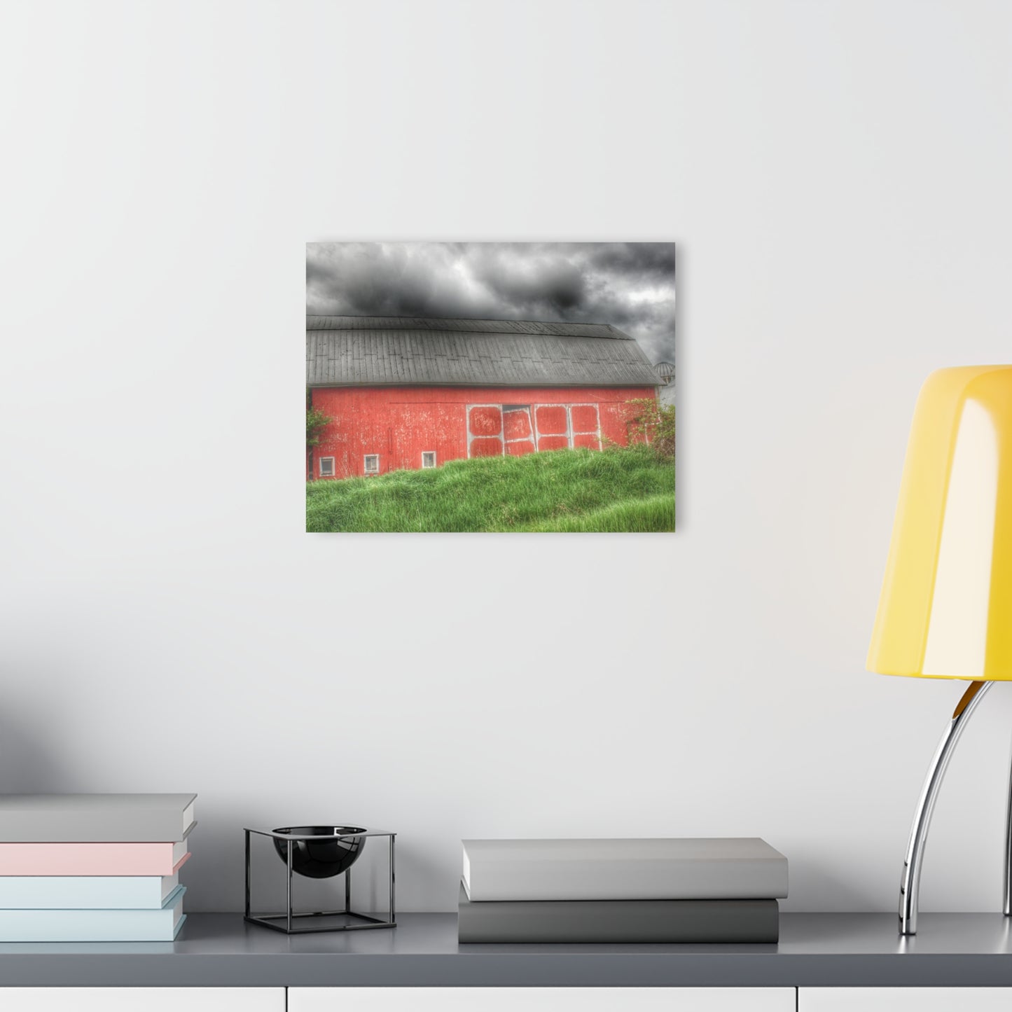 U R There Photography Square Road Red II Rustic Farmhouse Acrylic Wall Print