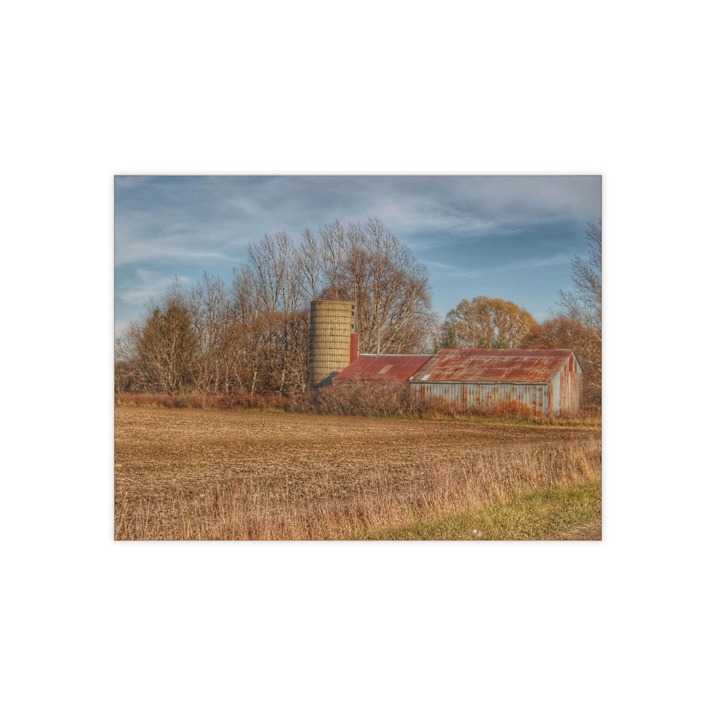 U R There Photography Brief Road Blue Rustic Farmhouse Decorative Ceramic Tile 6" × 8" Glossy
