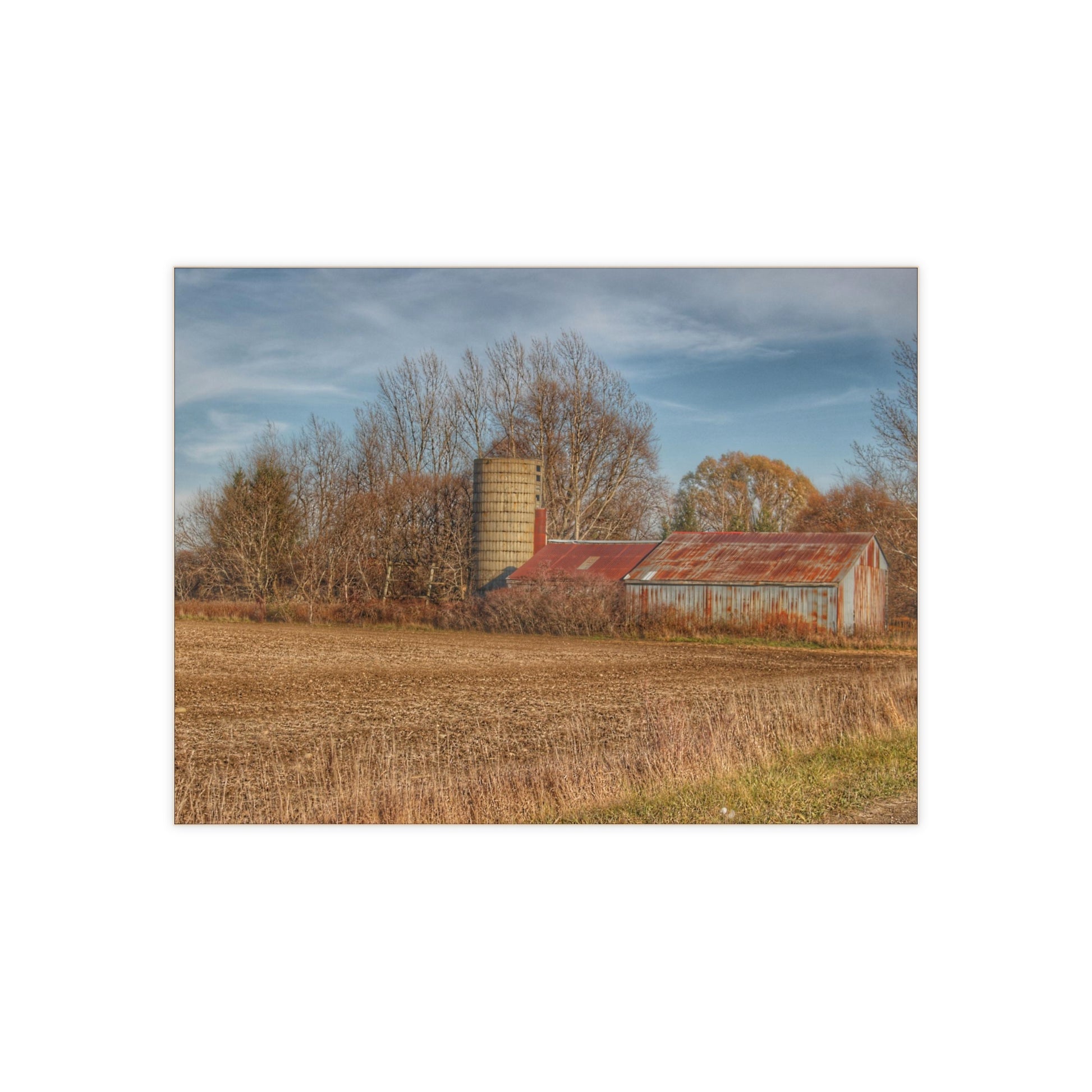 U R There Photography Brief Road Blue Rustic Farmhouse Decorative Ceramic Tile 6" × 8" Glossy