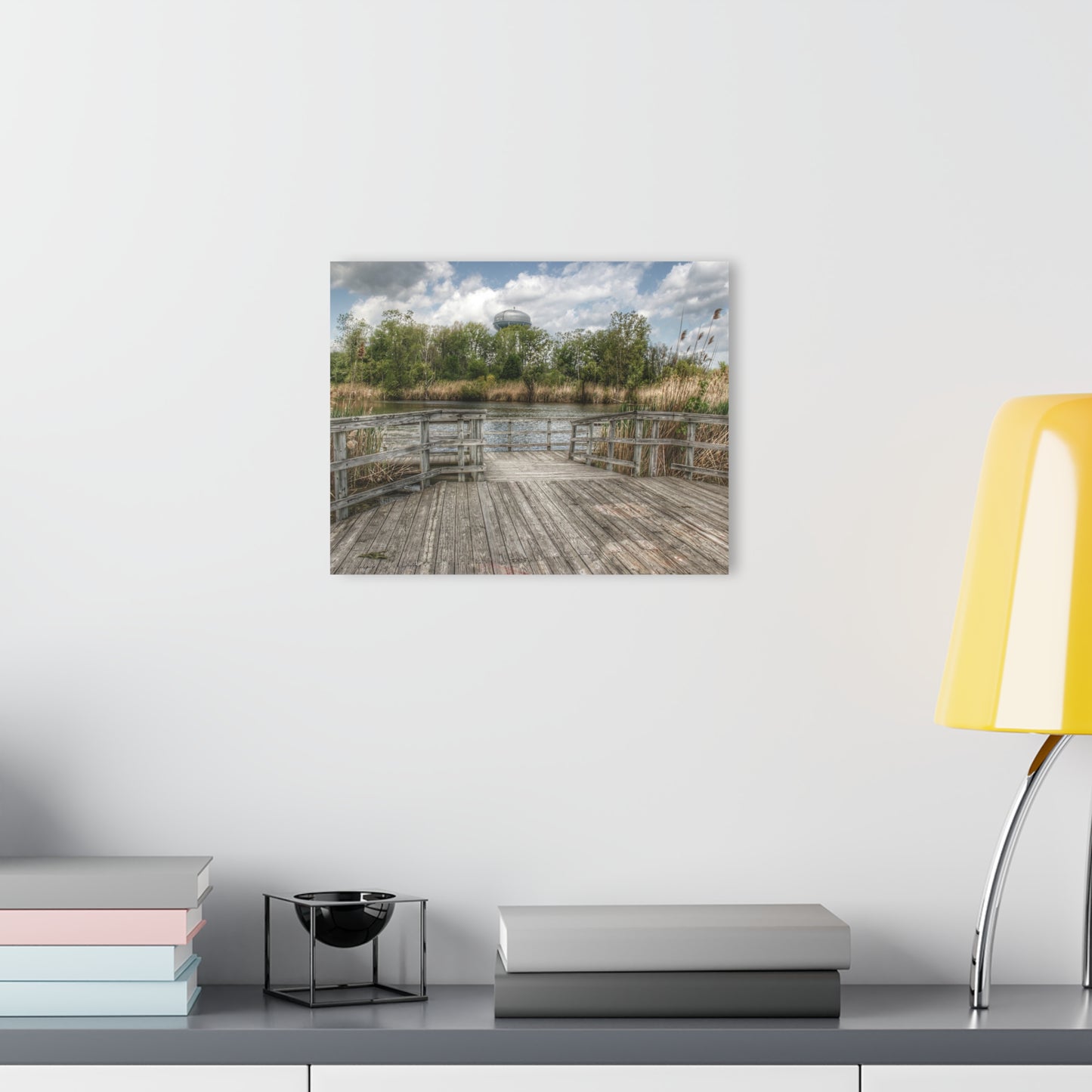 Barn Boutique Modern Farmhouse Acrylic Wall Print| Bridge Overlooking Water Tower Park in Lapeer