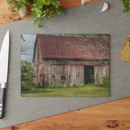 U R There Photography Columbiaville Roadside Grey and Rusted Rustic Farmhouse Tempered-Glass Cutting Board