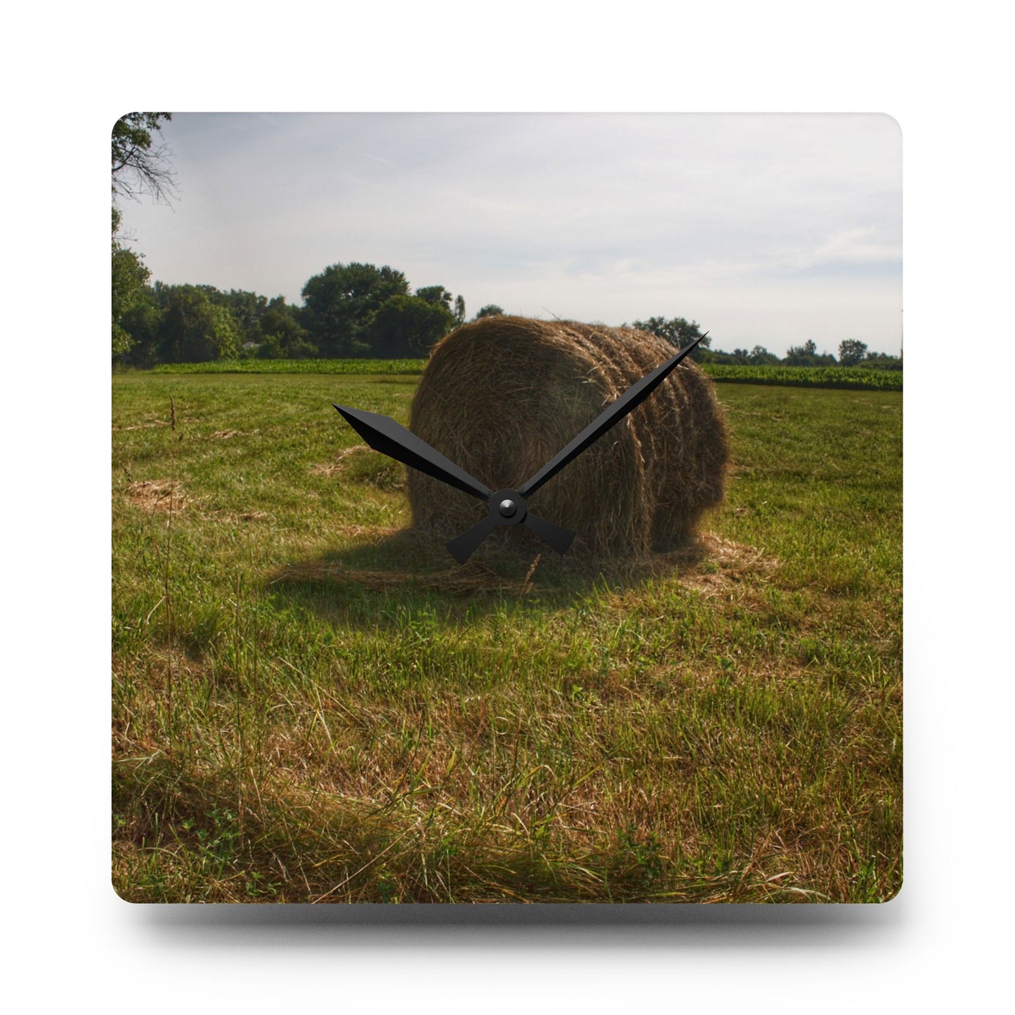 U R There Photography Summer Haybales II Rustic Farmhouse Acrylic Analog Wall Clock