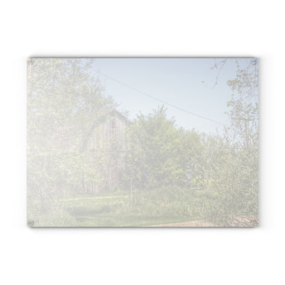 U R There Photography Bishop Road Grey II Rustic Farmhouse Tempered-Glass Cutting Board