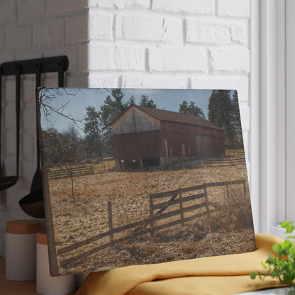 U R There Photography Hough Road Rural Red Rustic Farmhouse Tempered-Glass Cutting Board