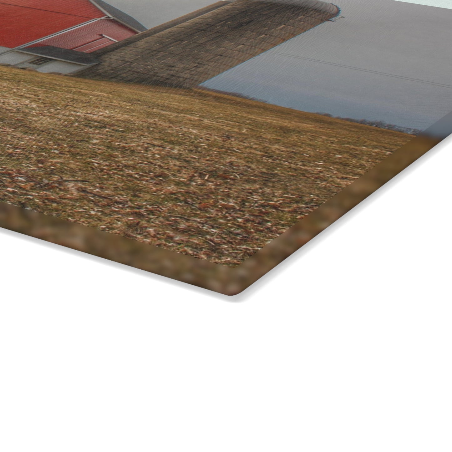 U R There Photography Brocker Road Red II Rustic Farmhouse Tempered-Glass Cutting Board