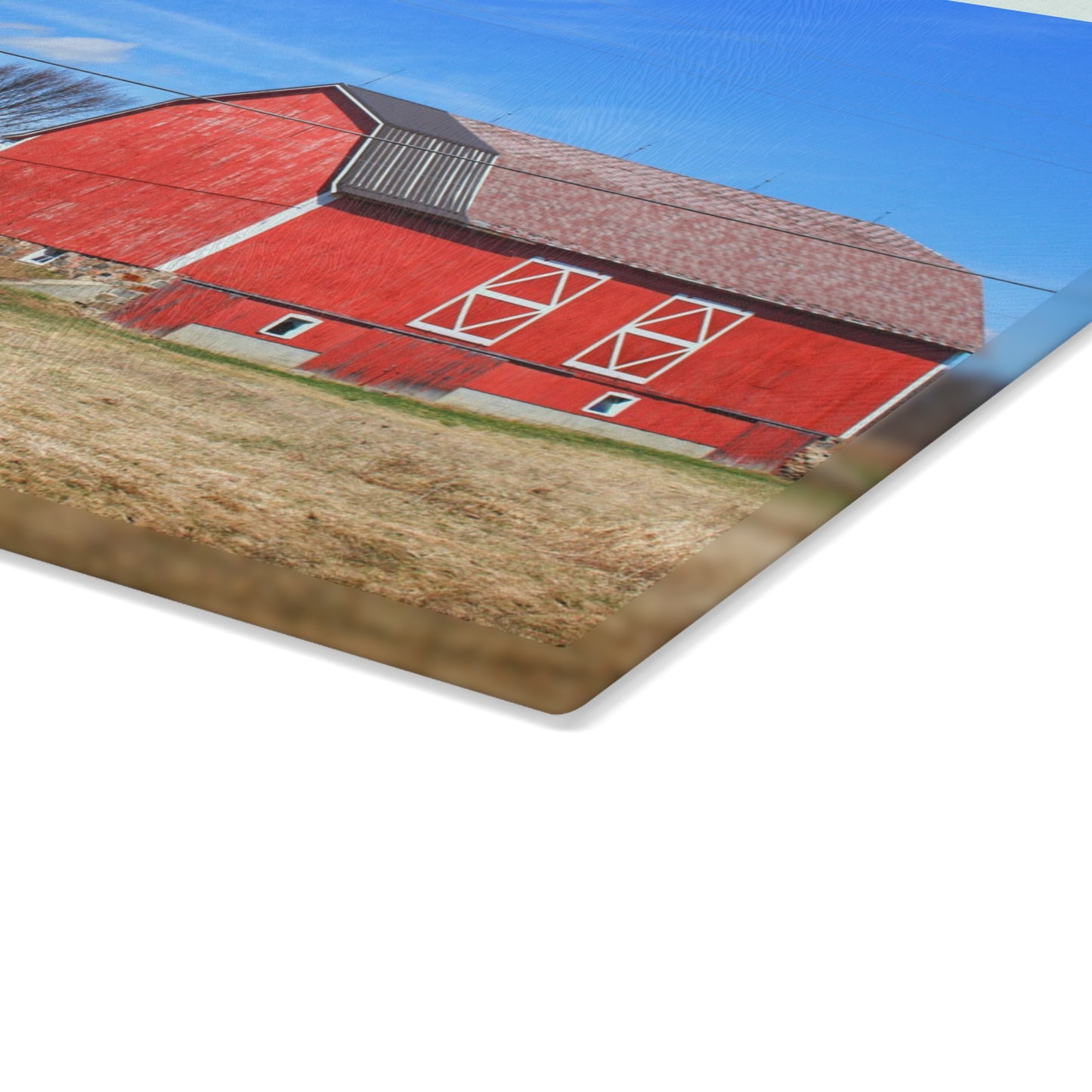 U R There Photography Kings Mill Red II Rustic Farmhouse Tempered-Glass Cutting Board