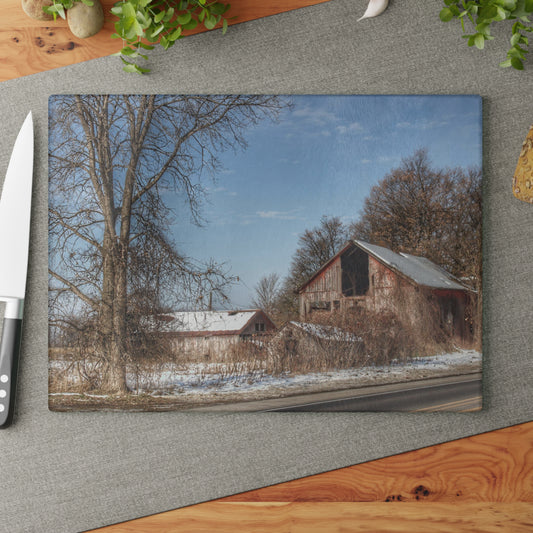 U R There Photography Almont Van Dyke Red I Rustic Farmhouse Tempered-Glass Cutting Board