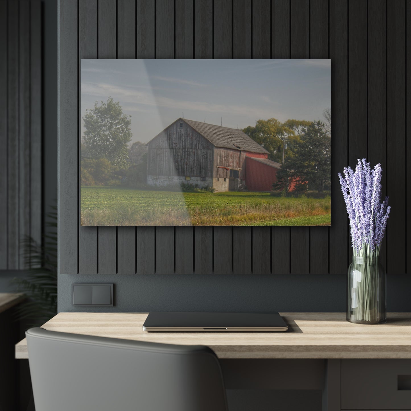 U R There Photography Pigeon Grey Saltbox Rustic Farmhouse Acrylic Wall Print