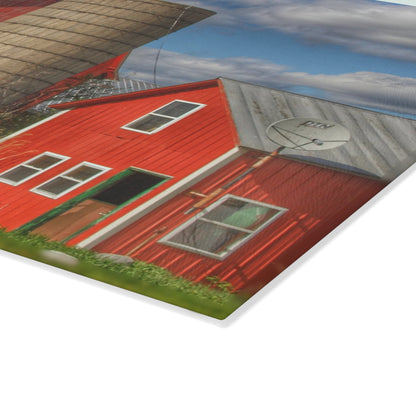U R There Photography McDowell Road Reds I Rustic Farmhouse Tempered-Glass Cutting Board