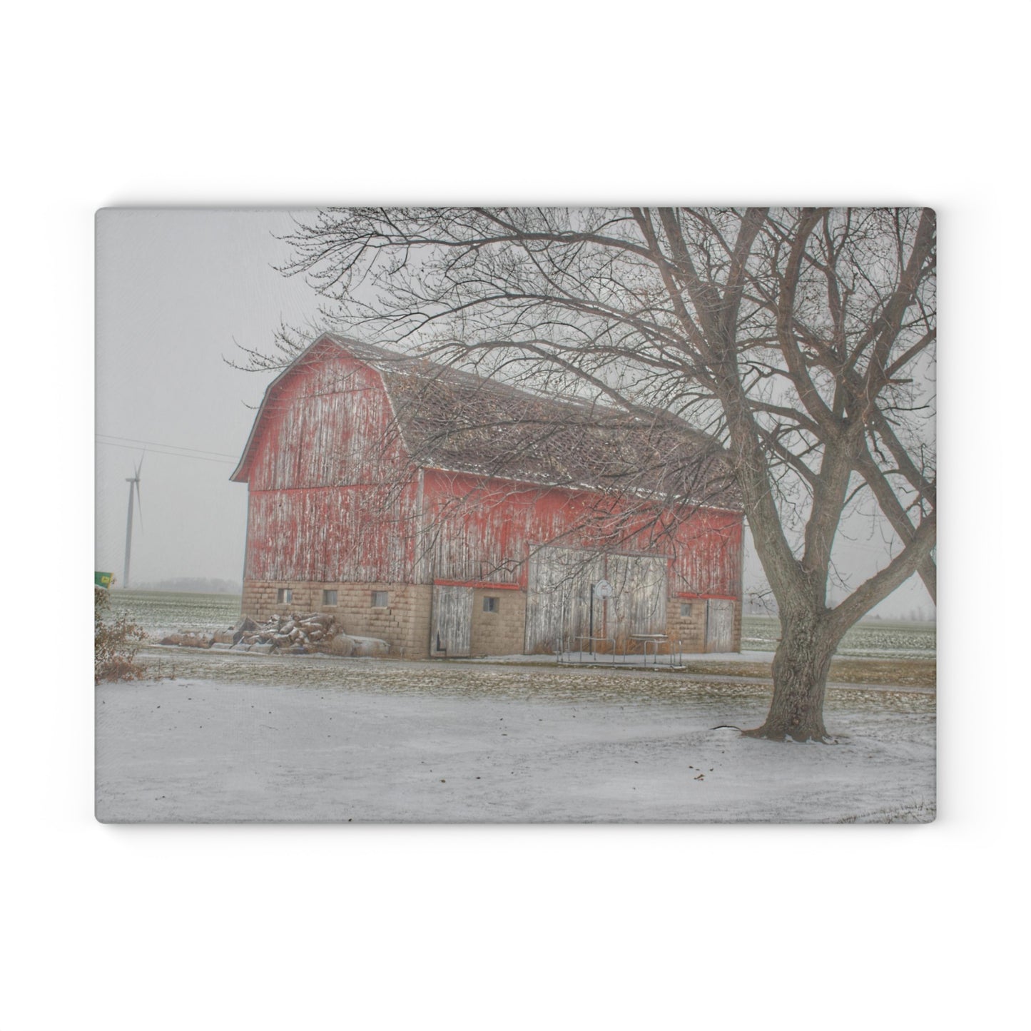 U R There Photography Cumber Road Red I Rustic Farmhouse Tempered-Glass Cutting Board