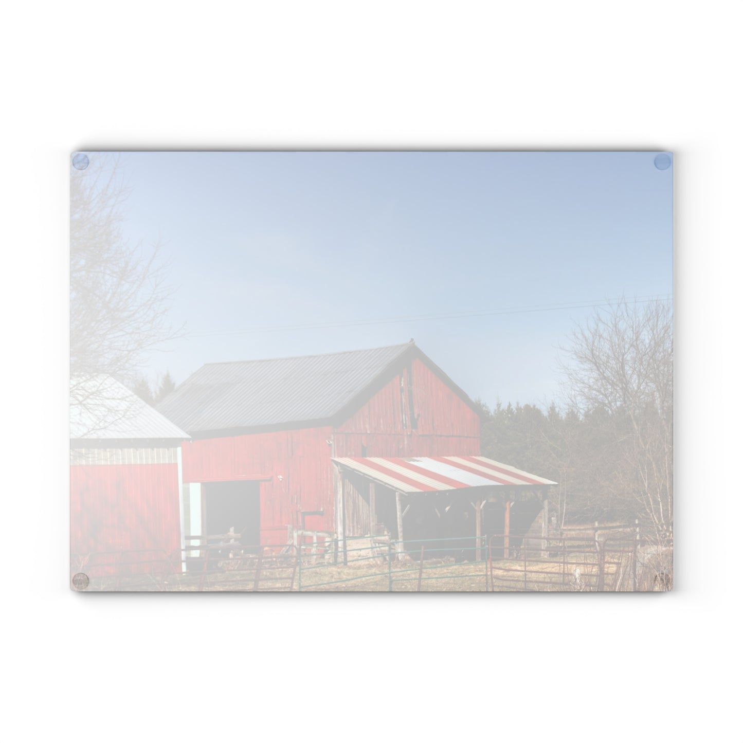 U R There Photography Cass City Carousel Red Rustic Farmhouse Tempered-Glass Cutting Board