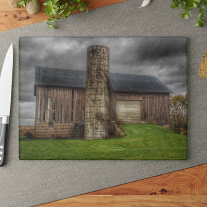 U R There Photography Gilford Grey I Rustic Farmhouse Tempered-Glass Cutting Board