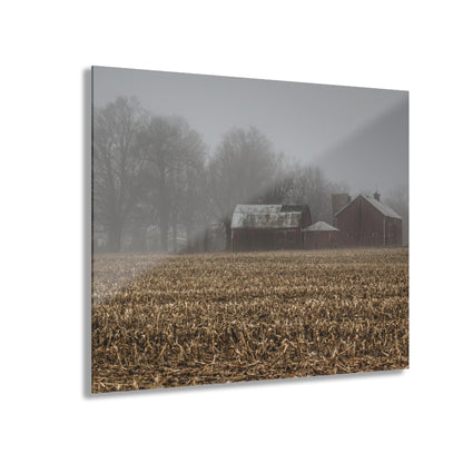 U R There Photography Farm in the Fog on Barnes Road Rustic Farmhouse Acrylic Wall Print