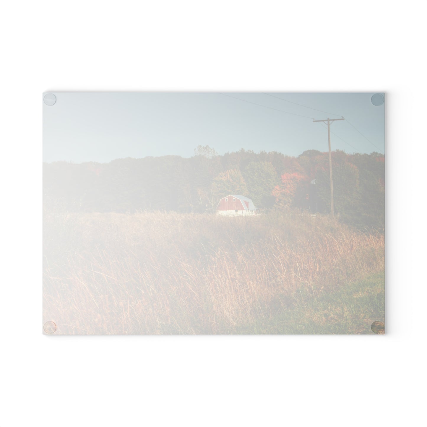 U R There Photography Murphy Lake Road Hidden Red Rustic Farmhouse Tempered-Glass Cutting Board