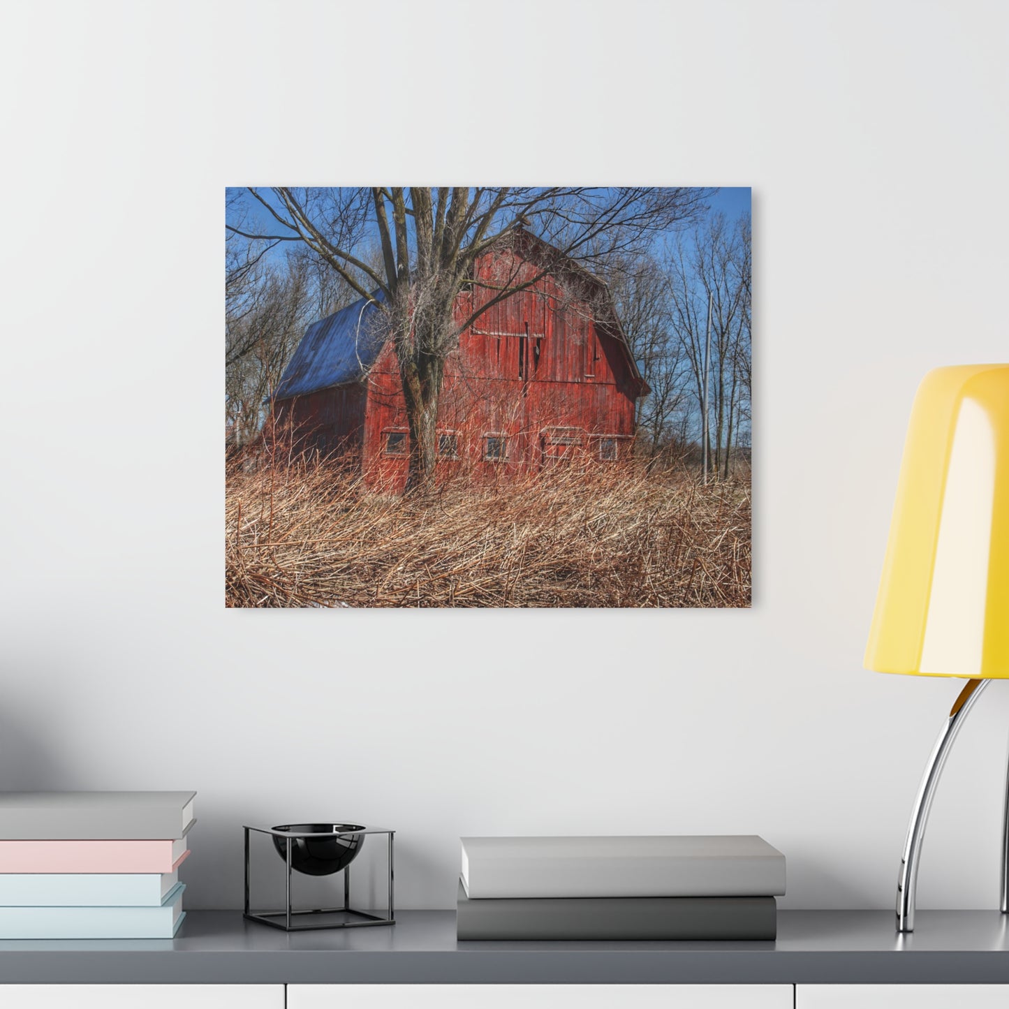 U R There Photography East Dodge Road Red Rustic Farmhouse Acrylic Wall Print