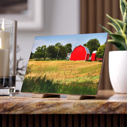 U R There Photography Bristol Road Red and Silo Rustic Farmhouse Decorative Ceramic Tile 6" × 8" Matte