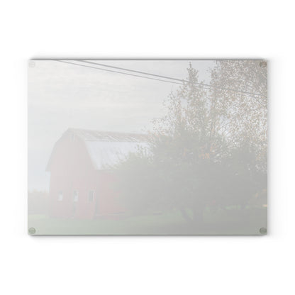 U R There Photography Perry Road Tilted Red Rustic Farmhouse Tempered-Glass Cutting Board