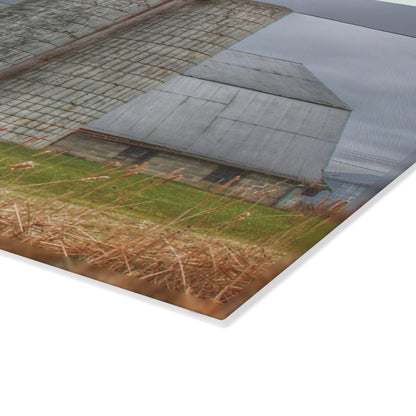 U R There Photography Daley Road Grey II Rustic Farmhouse Tempered-Glass Cutting Board
