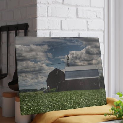 U R There Photography South Reese Road Reds Rustic Farmhouse Tempered-Glass Cutting Board
