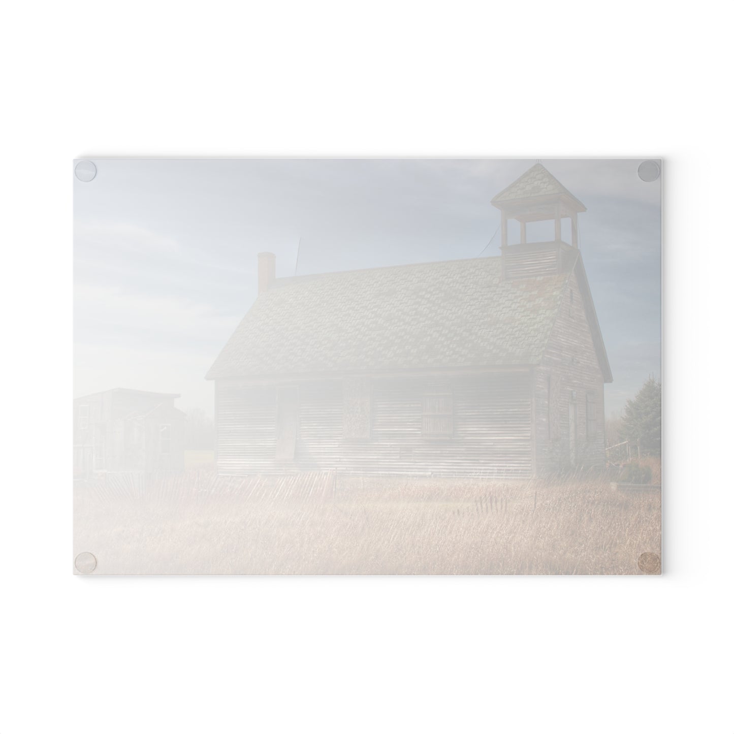 U R There Photography McKenzie Road Old Schoolhouse Rustic Farmhouse Tempered-Glass Cutting Board