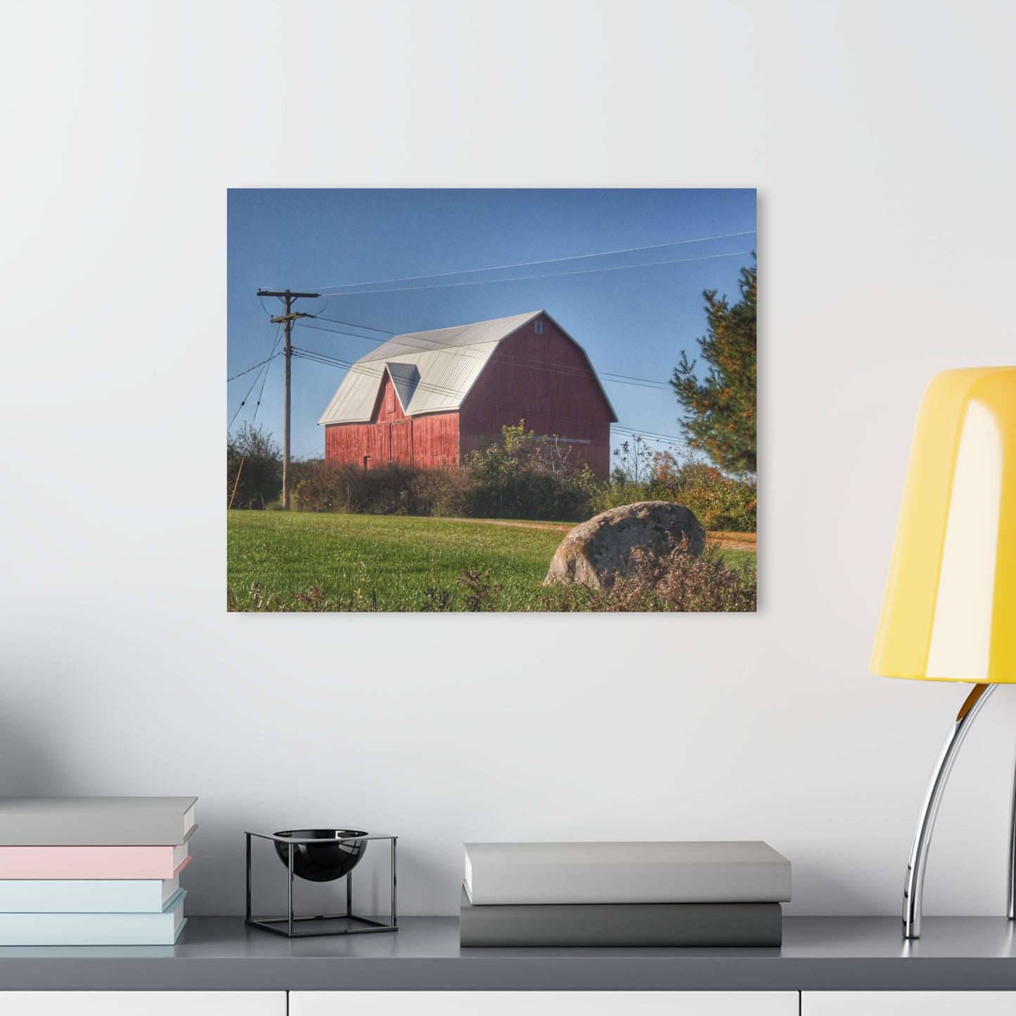 U R There Photography Hemingway Lake Road Red Rustic Farmhouse Acrylic Wall Print