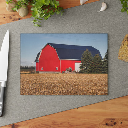 U R There Photography Kirk Road Modern Red Rustic Farmhouse Tempered-Glass Cutting Board